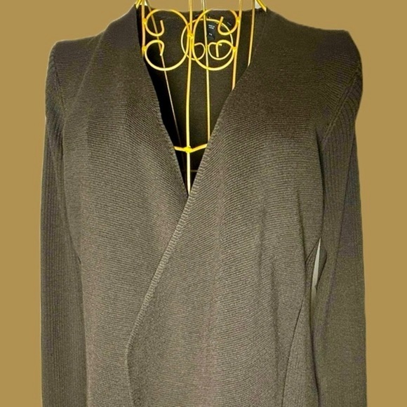 Eileen Fisher Chocolate Brown Silk/Cotton Knit Drapey Oversized Open Cardigan XS - Picture 13 of 16